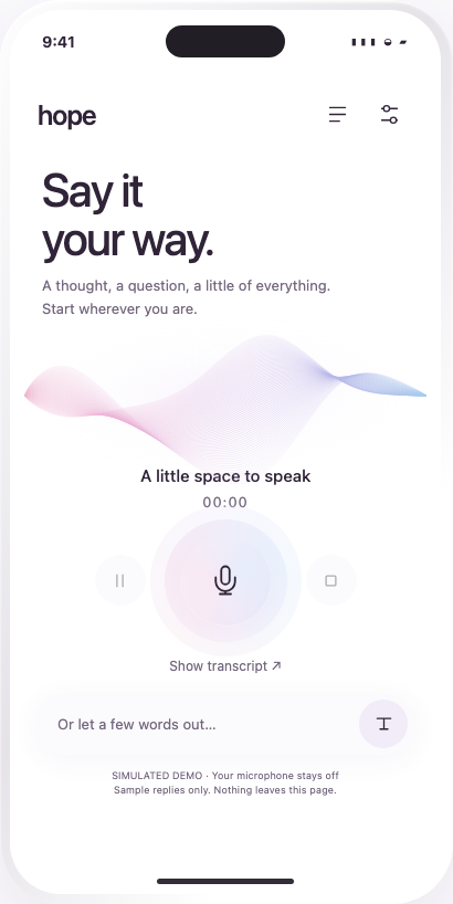 Ribbon: translucent sculptural waveform and focused voice controls