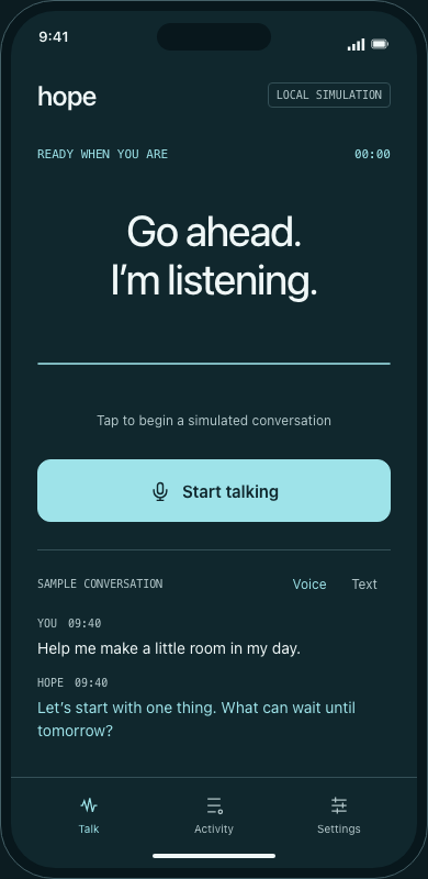 Signal concept: a dark focused voice interface