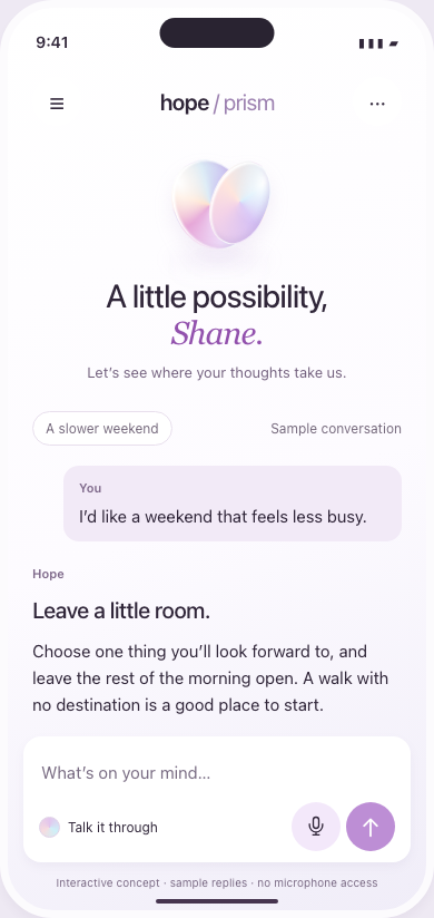 Prism: a soft conversation interface with pearlescent sculptural forms